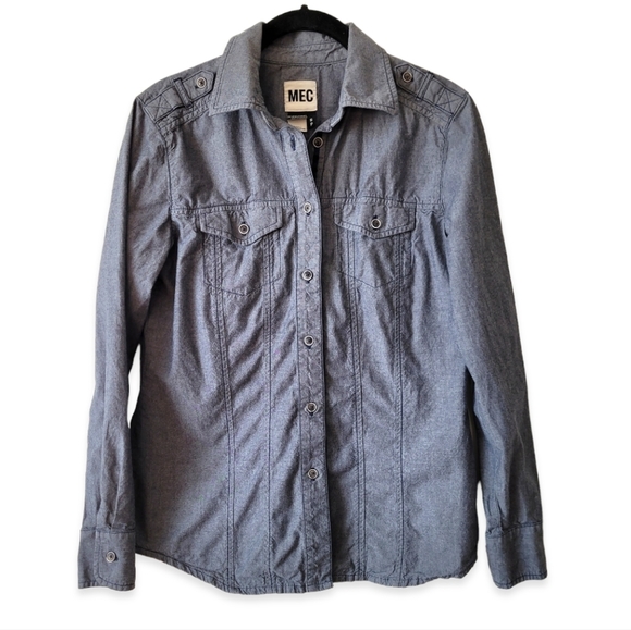 MEC Organic Cottion Button Down Shirt Blue-Grey Chambray Size S - Picture 1 of 12